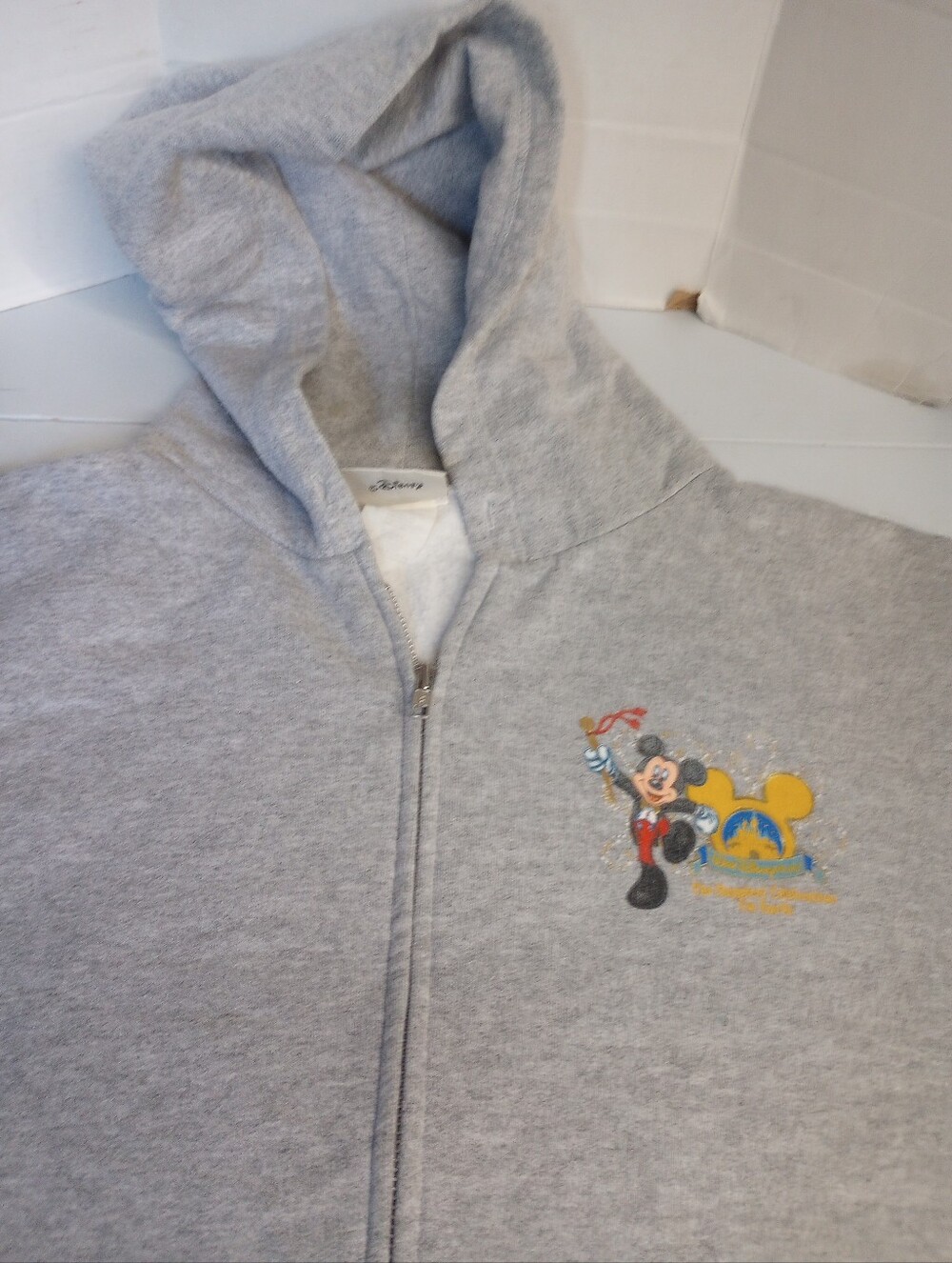 Walt Disney World Gray Mickey Mouse Zip Hoodie Jacket Size Large
